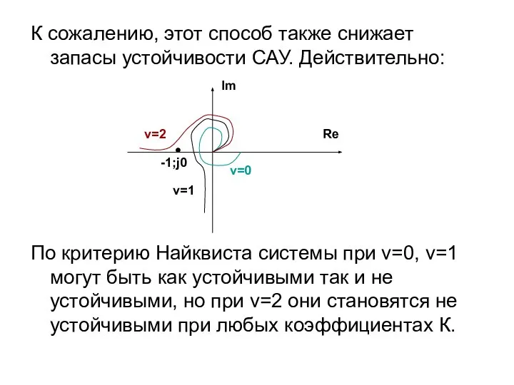 К сожалению, этот способ также снижает запасы устойчивости САУ. Действительно: По