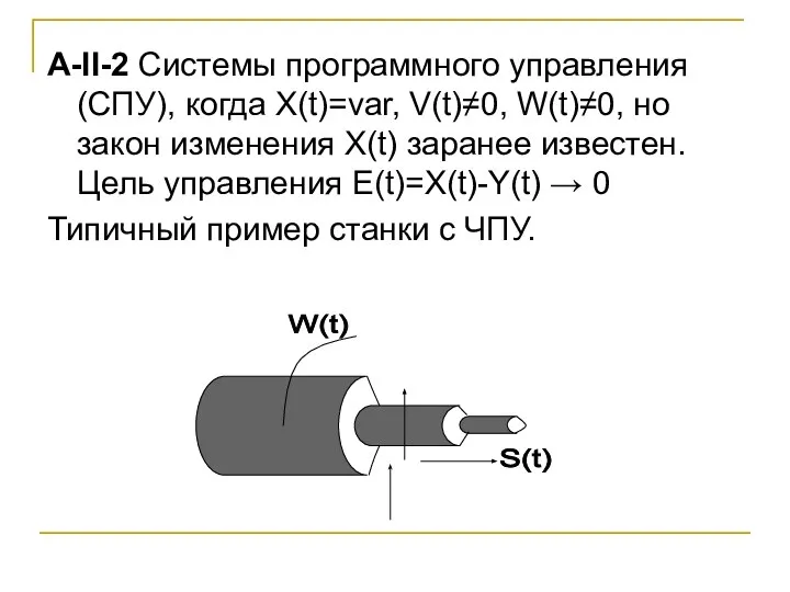 А-II-2 Системы программного управления (СПУ), когда X(t)=var, V(t)≠0, W(t)≠0, но закон