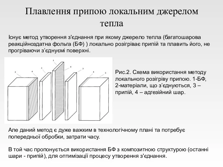 Плавлення припою локальним джерелом тепла Існує метод утворення з'єднання при якому