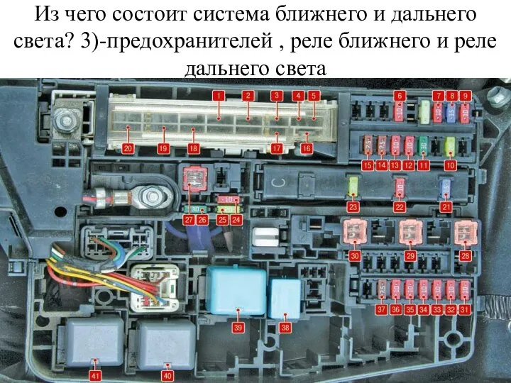 Из чего состоит система ближнего и дальнего света? 3)-предохранителей , реле ближнего и реле дальнего света