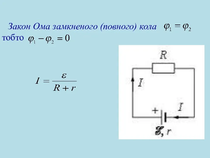 Закон Ома замкненого (повного) кола тобто