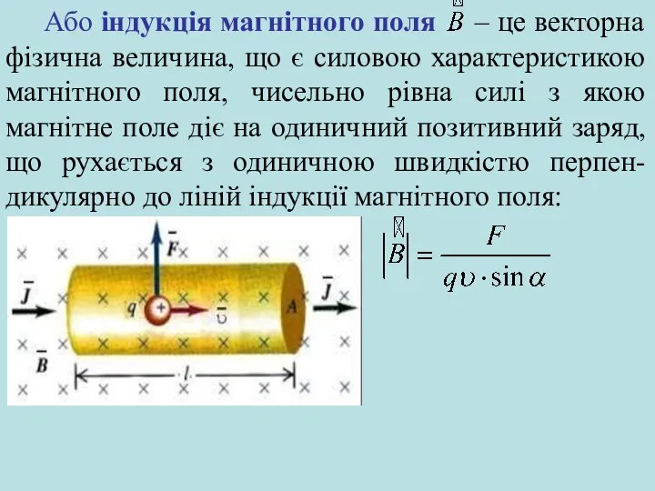 Або індукція магнітного поля – це векторна фізична величина, що є