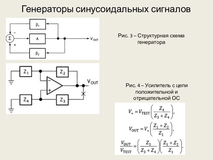 Рис. 3 – Структурная схема генератора Генераторы синусоидальных сигналов Рис. 4