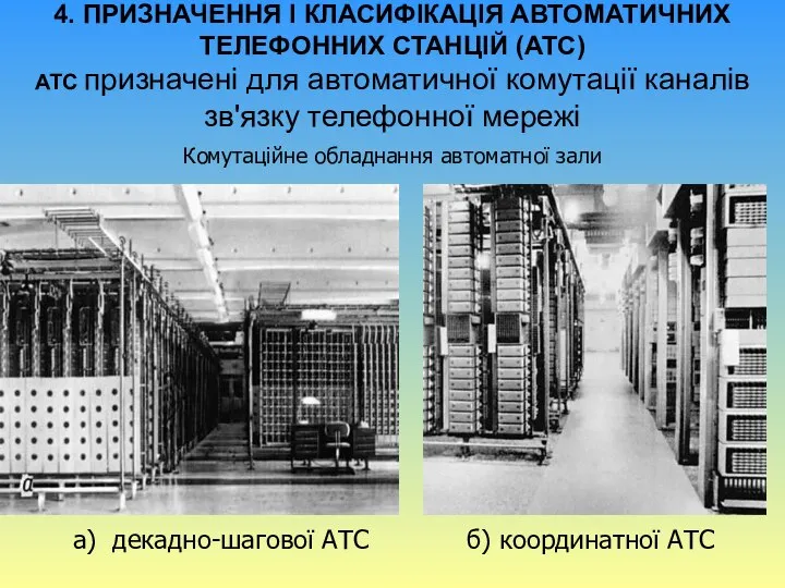 4. ПРИЗНАЧЕННЯ І КЛАСИФІКАЦІЯ АВТОМАТИЧНИХ ТЕЛЕФОННИХ СТАНЦІЙ (АТС) АТС призначені для