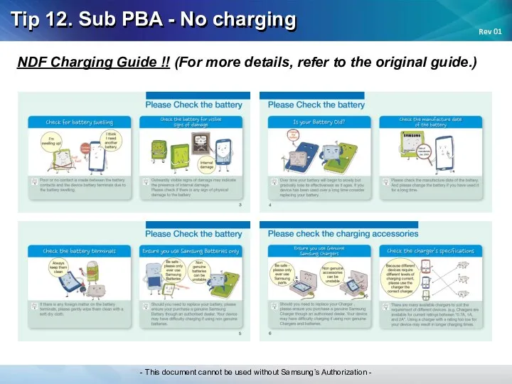Tip 12. Sub PBA - No charging NDF Charging Guide !!
