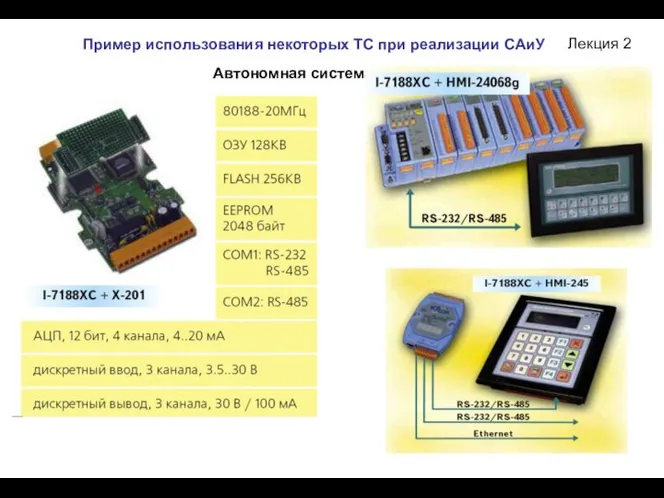 Лекция 2 Пример использования некоторых ТС при реализации САиУ Автономная система