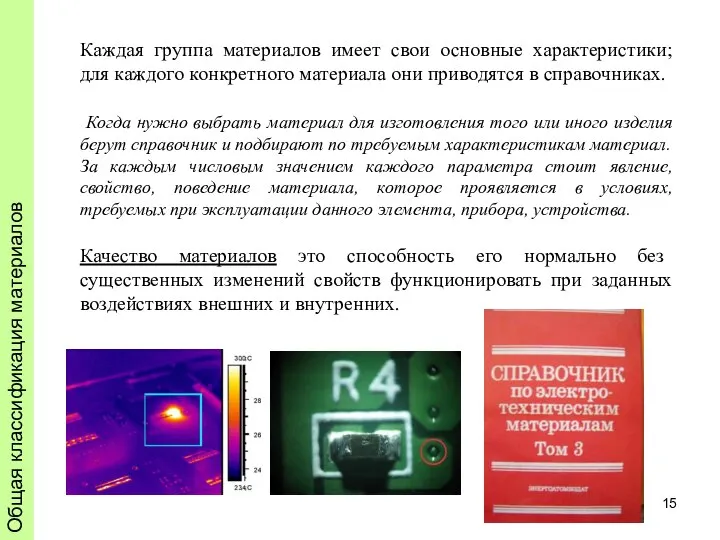 Общая классификация материалов Каждая группа материалов имеет свои основные характеристики; для