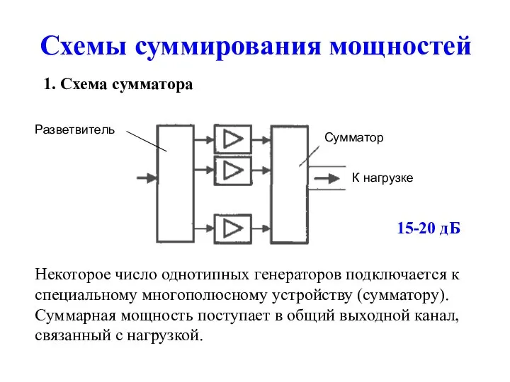 Схемы суммирования мощностей Некоторое число однотипных генераторов подключается к специальному многополюсному