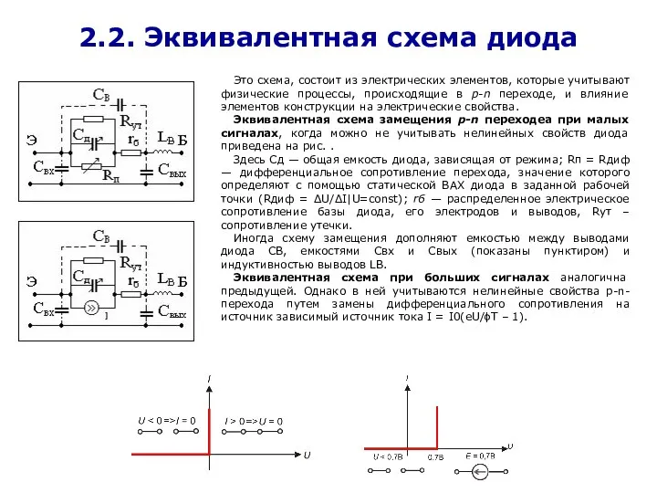 2.2. Эквивалентная схема диода Это схема, состоит из электрических элементов, которые