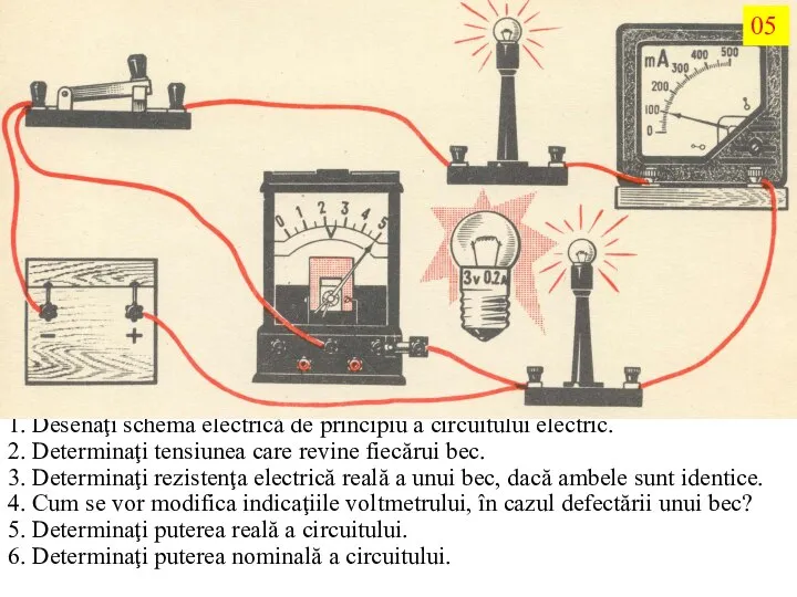 1. Desenaţi schema electrică de principiu a circuitului electric. 2. Determinaţi