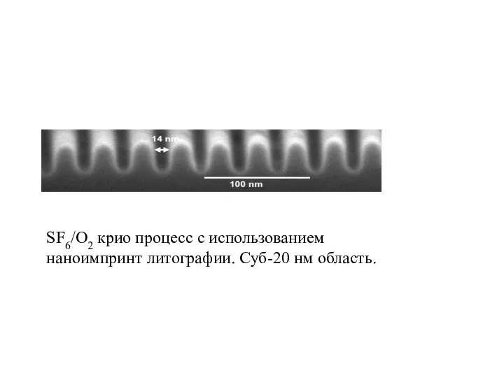 SF6/O2 крио процесс с использованием наноимпринт литографии. Суб-20 нм область.