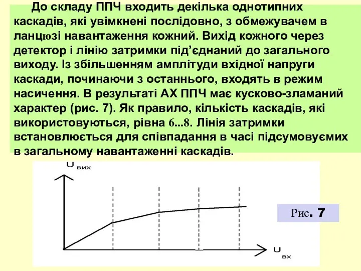 До складу ППЧ входить декілька однотипних каскадів, які увімкнені послідовно, з