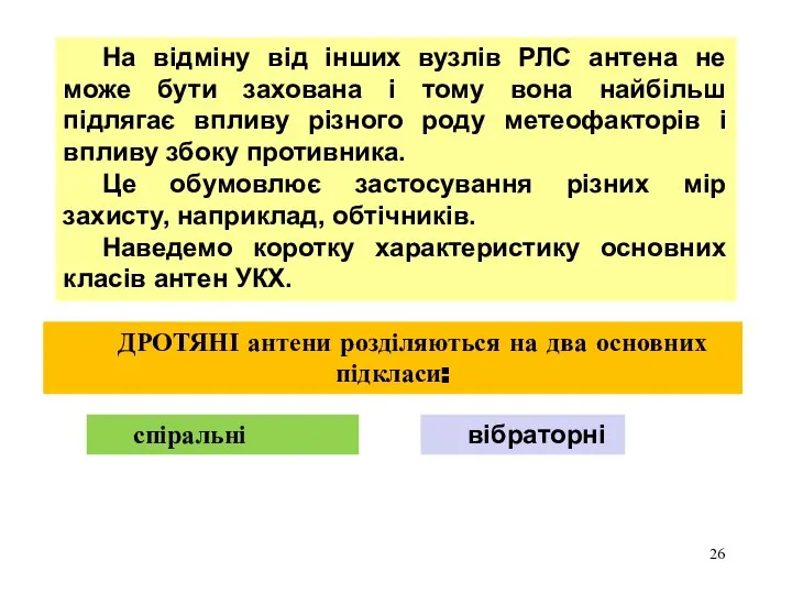 На відміну від інших вузлів РЛС антена не може бути захована