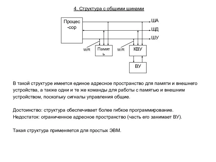 4. Структура с общими шинами В такой структуре имеется единое адресное