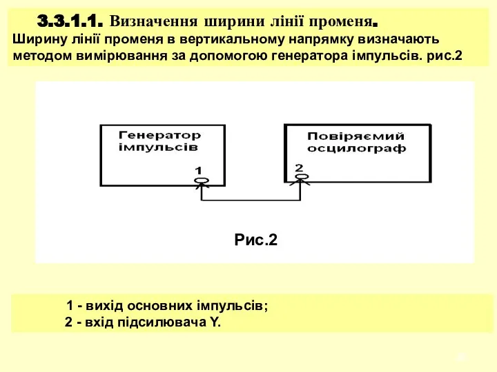 3.3.1.1. Визначення ширини лінії променя. Ширину лінії променя в вертикальному напрямку