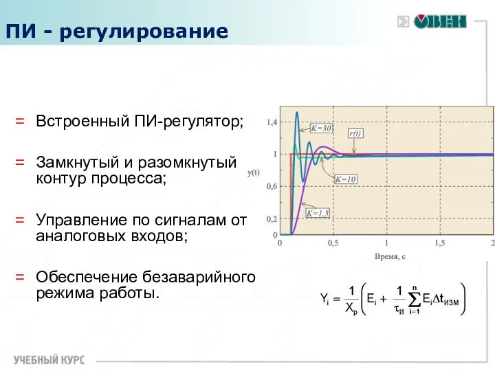 ПИ - регулирование Встроенный ПИ-регулятор; Замкнутый и разомкнутый контур процесса; Управление