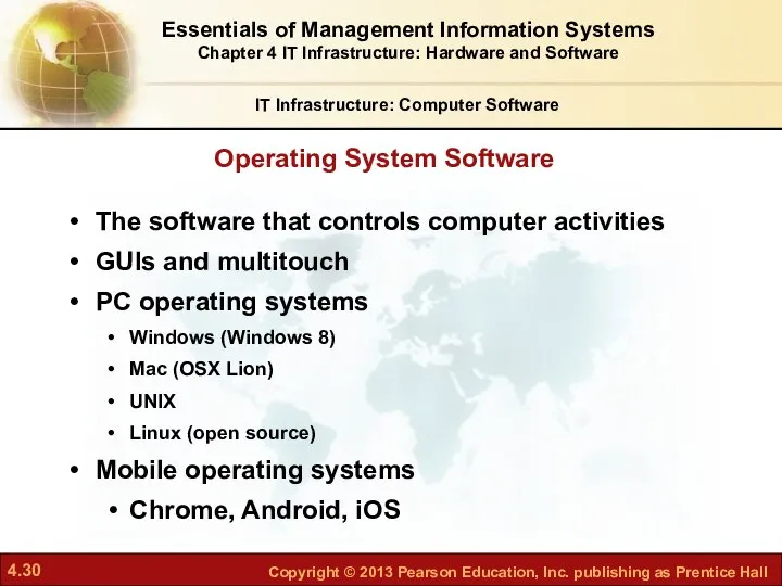 The software that controls computer activities GUIs and multitouch PC operating