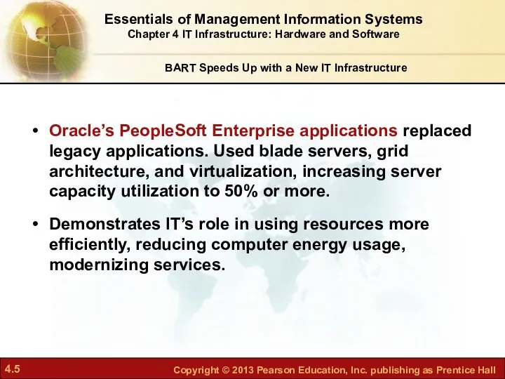 Oracle’s PeopleSoft Enterprise applications replaced legacy applications. Used blade servers, grid