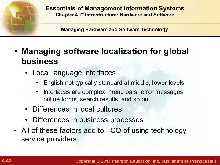 Managing Hardware and Software Technology Managing software localization for global business
