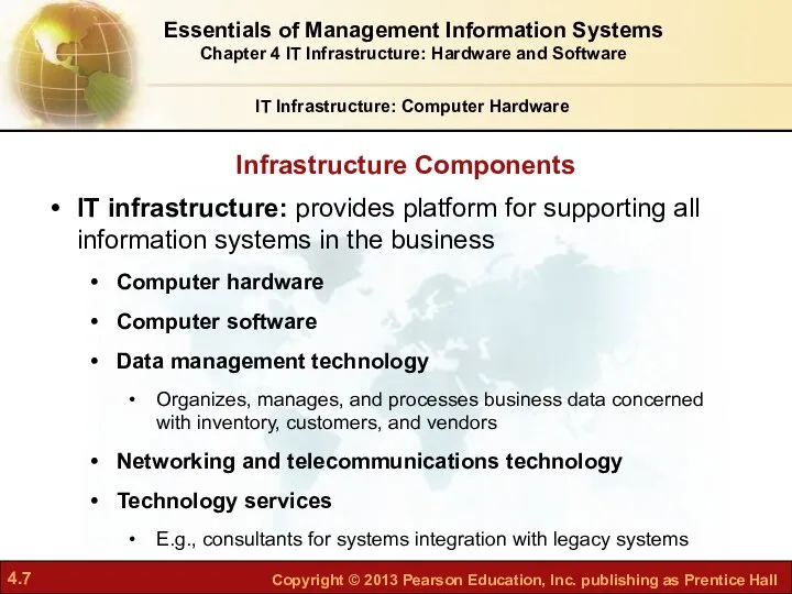 IT Infrastructure: Computer Hardware IT infrastructure: provides platform for supporting all