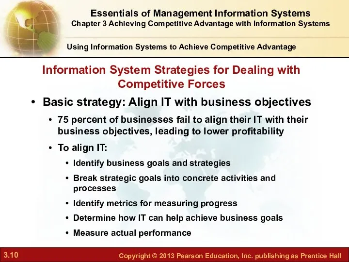 Information System Strategies for Dealing with Competitive Forces Basic strategy: Align