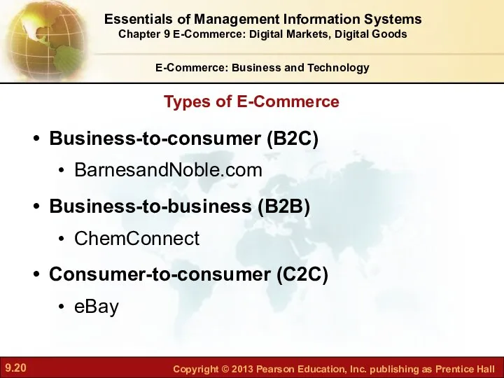 Types of E-Commerce E-Commerce: Business and Technology Business-to-consumer (B2C) BarnesandNoble.com Business-to-business