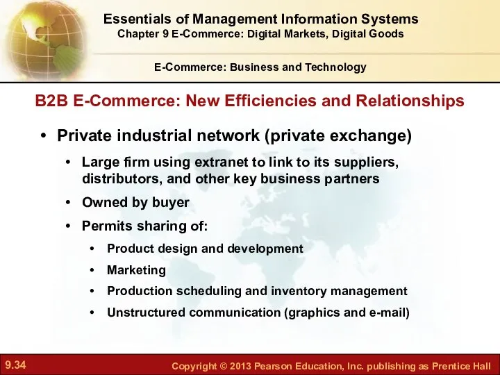 B2B E-Commerce: New Efficiencies and Relationships Private industrial network (private exchange)