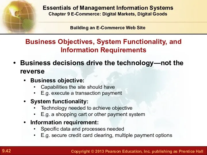 Business Objectives, System Functionality, and Information Requirements Building an E-Commerce Web