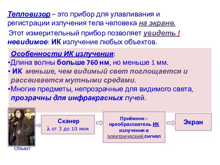 Тепловизор – это прибор для улавливания и регистрации излучения тела человека