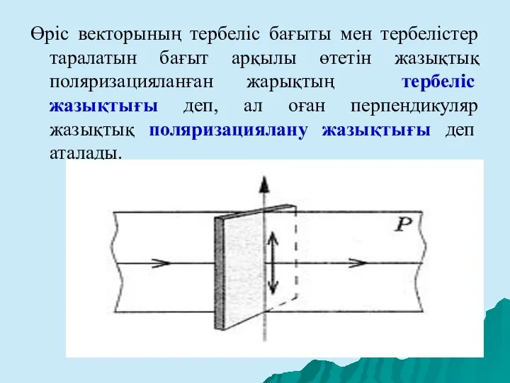 Өріс векторының тербеліс бағыты мен тербелістер таралатын бағыт арқылы өтетін жазықтық