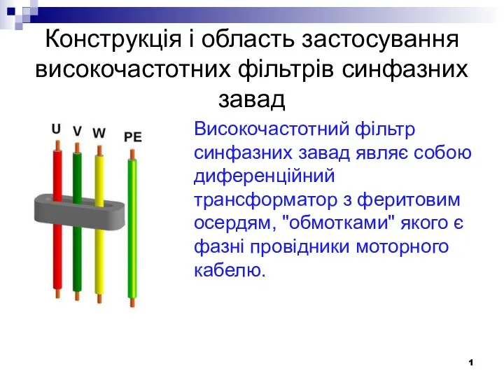 Конструкція і область застосування високочастотних фільтрів синфазних завад 1 Високочастотний фільтр