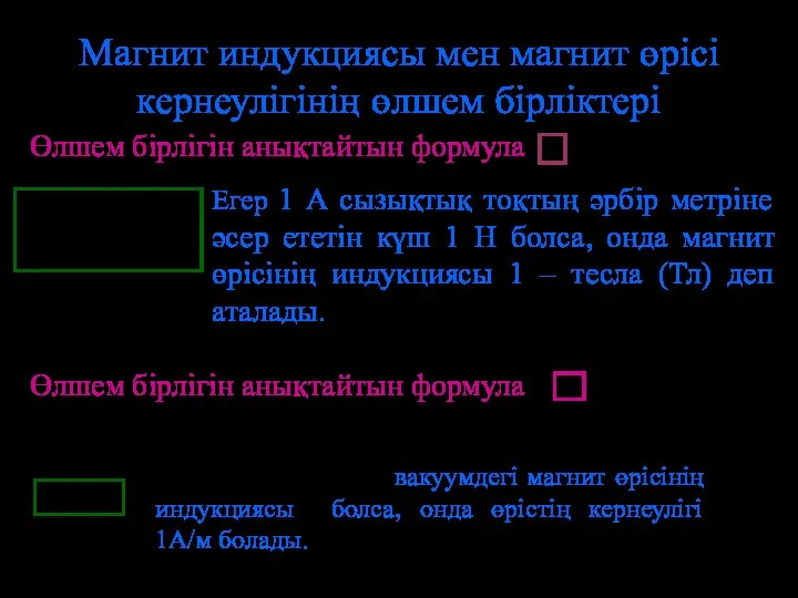 Магнит индукциясы мен магнит өрісі кернеулігінің өлшем бірліктері Өлшем бірлігін анықтайтын