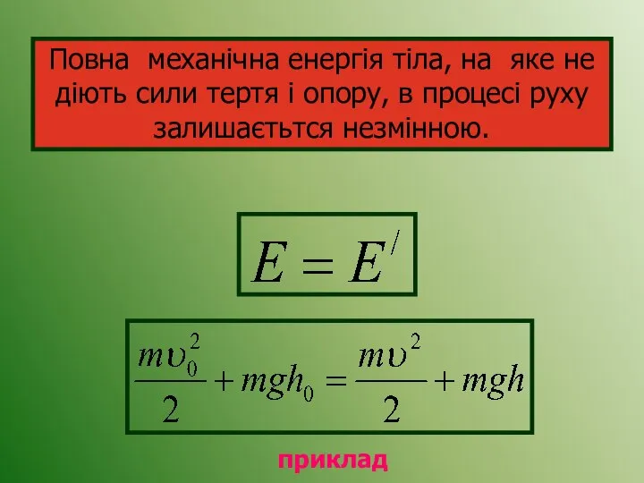 Повна механічна енергія тіла, на яке не діють сили тертя і