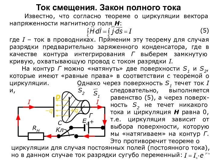 Известно, что согласно теореме о циркуляции вектора напряженности магнитного поля Н: