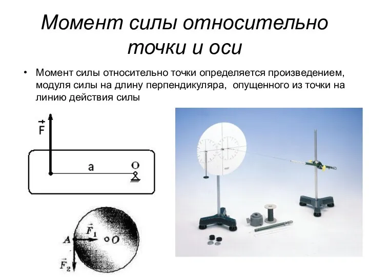 Момент силы относительно точки и оси Момент силы относительно точки определяется