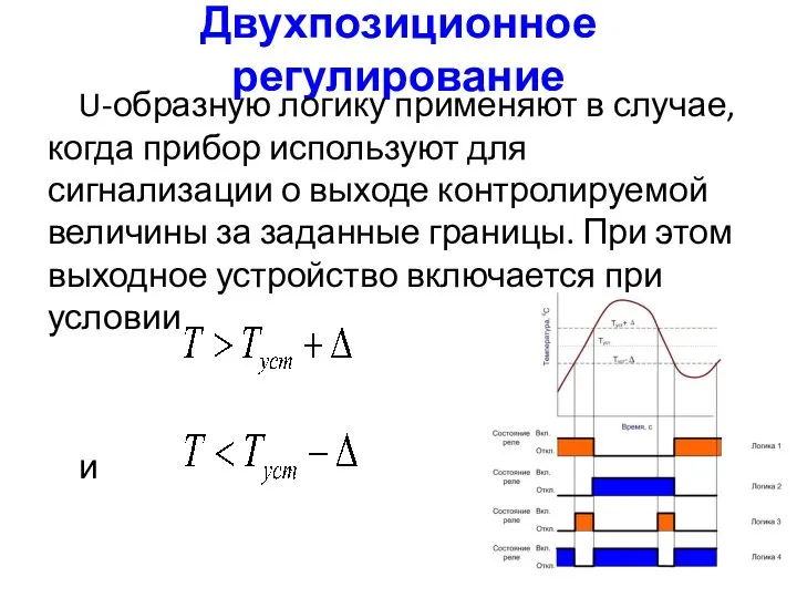 Двухпозиционное регулирование U-образную логику применяют в случае, когда прибор используют для