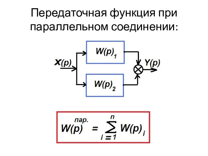 Передаточная функция при параллельном соединении: