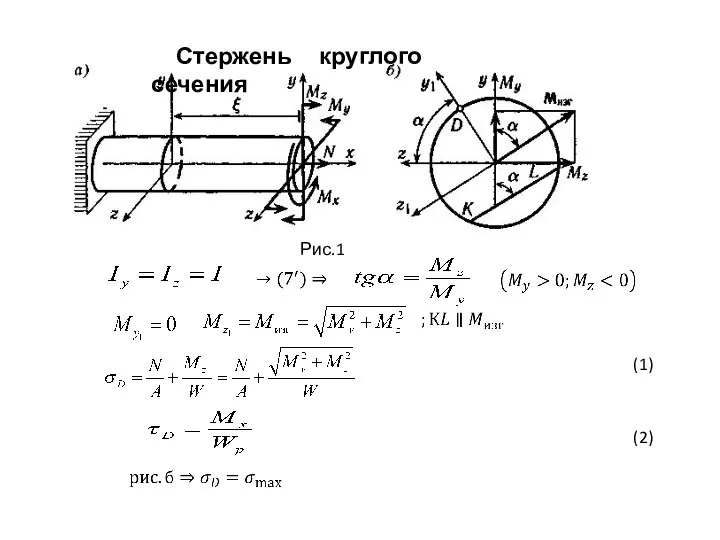 Стержень круглого сечения Рис.1 (1) (2)