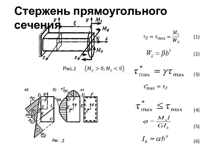 Стержень прямоугольного сечения .2 (1) (2) (3) (4) (5) (6) Рис.2