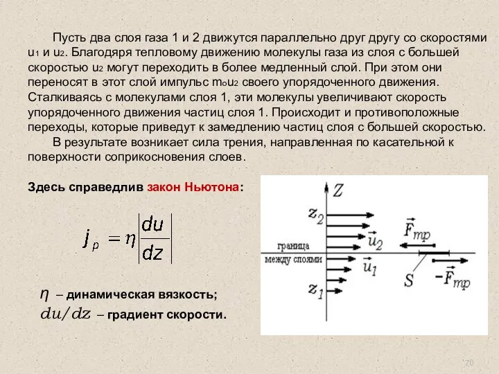 Пусть два слоя газа 1 и 2 движутся параллельно друг другу