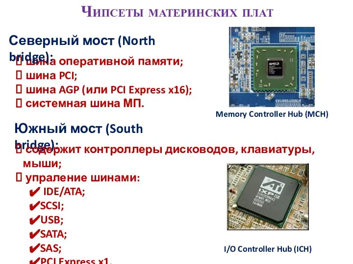 Чипсеты материнских плат шина оперативной памяти; шина PCI; шина AGP (или