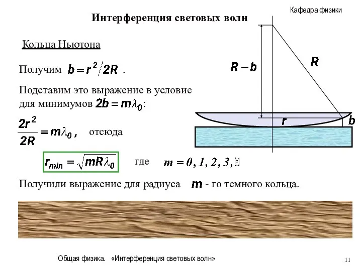 Общая физика. «Интерференция световых волн» Интерференция световых волн Кольца Ньютона отсюда где