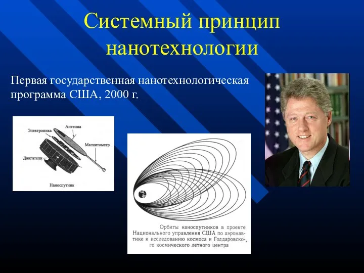 Системный принцип нанотехнологии Первая государственная нанотехнологическая программа США, 2000 г.