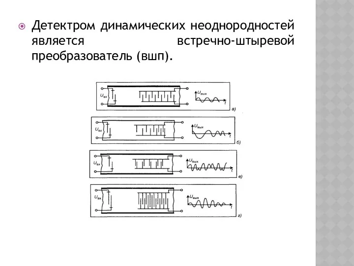 Детектром динамических неоднородностей является встречно-штыревой преобразователь (вшп).