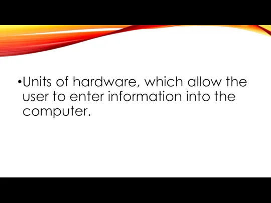 Units of hardware, which allow the user to enter information into the computer.