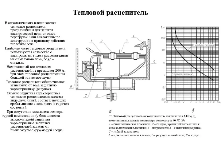 Тепловой расцепитель В автоматических выключателях тепловые расцепители предназначены для защиты электрической