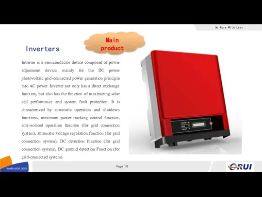 Inverters Inverter is a semiconductor device composed of power adjustment device,