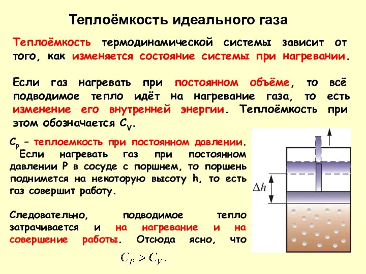 Теплоёмкость термодинамической системы зависит от того, как изменяется состояние системы при