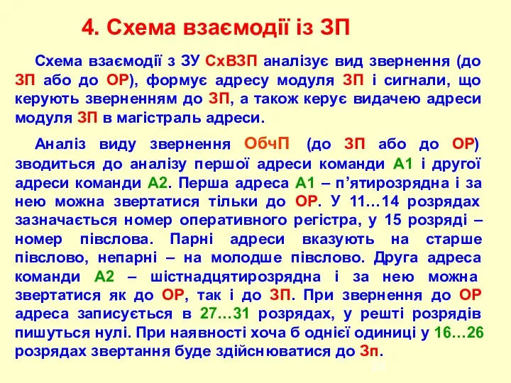 Схема взаємодії з ЗУ СхВЗП аналізує вид звернення (до ЗП або