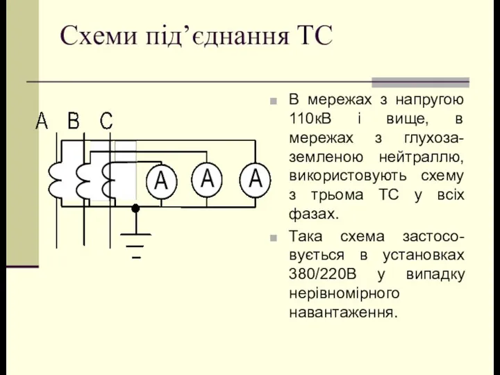 Схеми під’єднання ТС В мережах з напругою 110кВ і вище, в